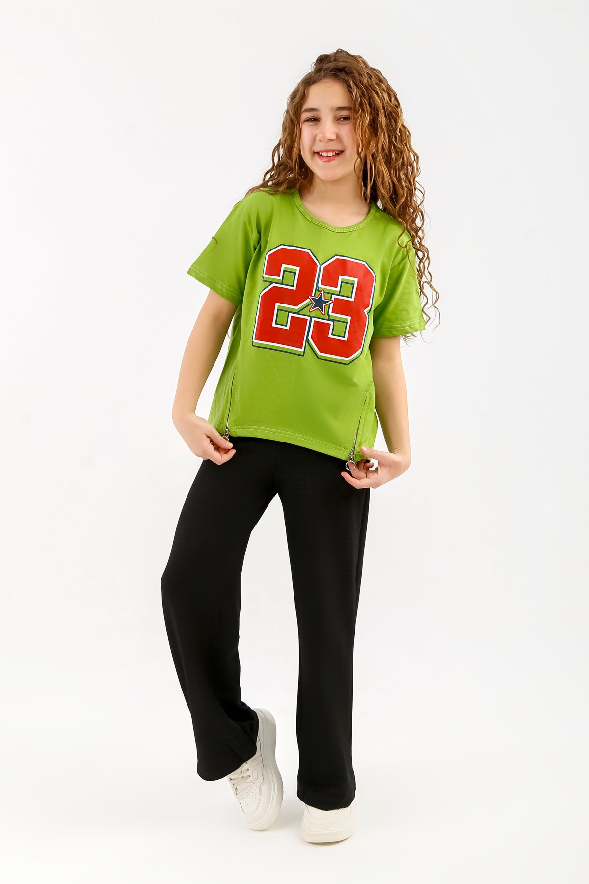 Kids Green T-Shirt with Number 23 Print