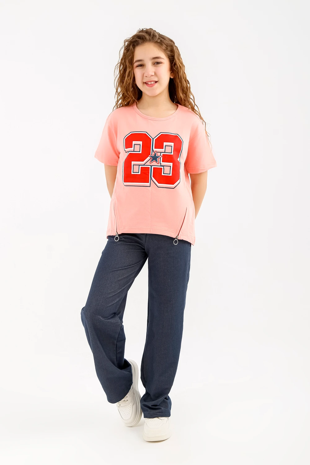 Kids Pink T-Shirt with Number 23 Print
